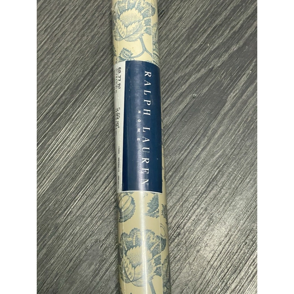 Ralph Lauren Home Floral Wallpaper Roll Blue Cream Designer Wallcovering